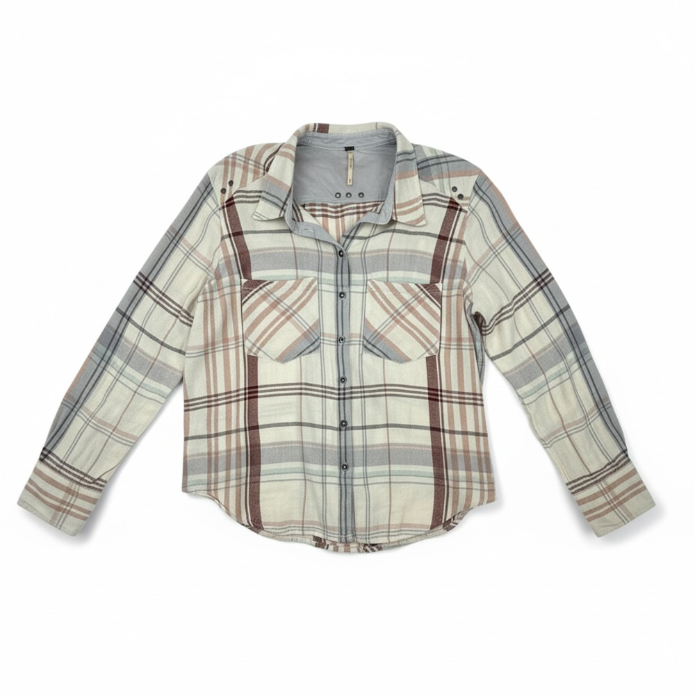 Free People Wesley Plaid Button Down Flannel Shirt